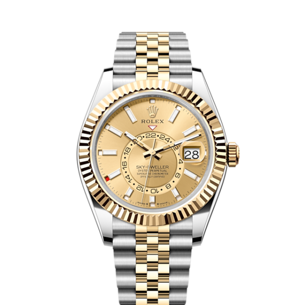 Rolex Sky-Dweller, 42mm, Oystersteel and 18k Yellow Gold, Champagne, Jubilee,Ref# 336933-0002