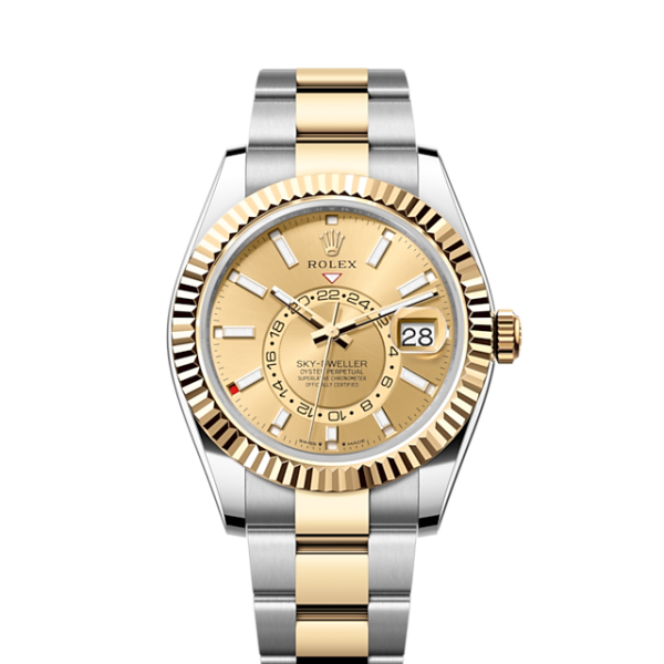 Rolex Sky-Dweller, 42mm, Oystersteel and 18k Yellow Gold, Champagne, Oyster, Ref# 336933-0001