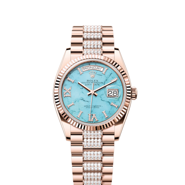 Rolex Day-Date 36, 18k Everose Gold with Diamond-set, 36mm, Ref# 128235-0065