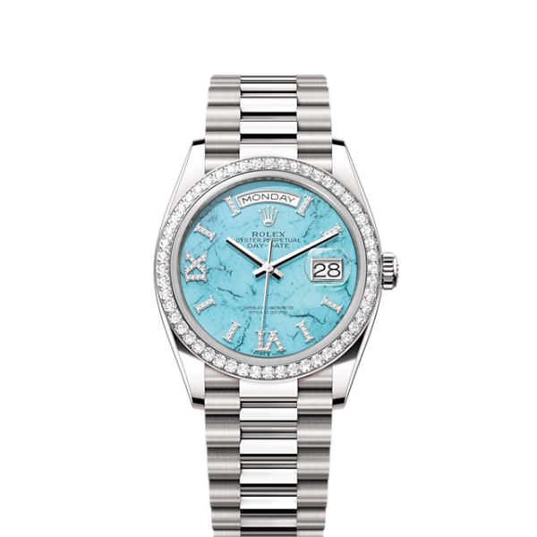 Rolex Day-Date 36, 18k White Gold with Diamond-set , 36mm, Ref# 128349rbr-0031