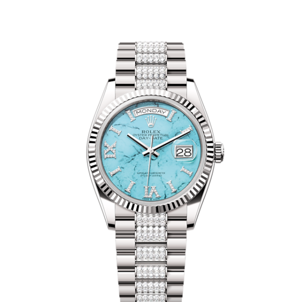 Rolex Day-Date 36, 18k White Gold with Diamond-set, 36mm, Ref# 128239-0045