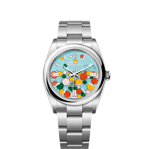 Rolex Oyster Perpetual 36, Oystersteel, 36mm, Turquoise Celebration Motif Dial, Ref# 126000-0009