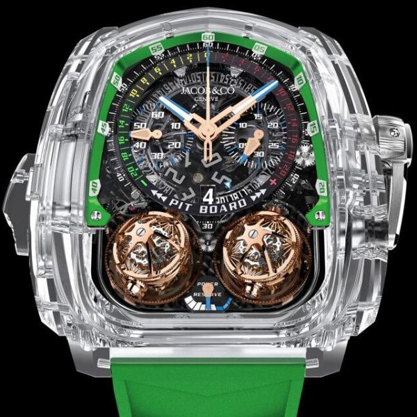 Jacob & Co. TWIN TURBO FURIOUS SAPPHIRE CRYSTAL GREEN INNER RING Watch Replica TT220.80.AA.AC.A Jacob and Co Watch Price