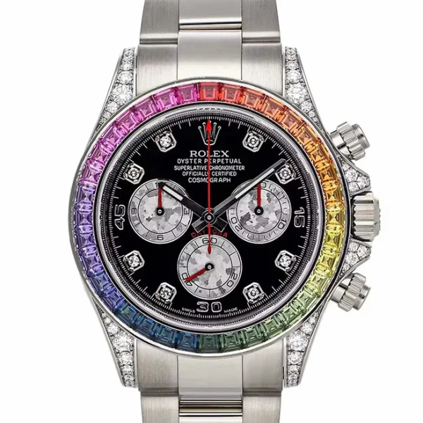 Rolex Daytona White Gold Rainbow Bezel Black Dial 116599RBOW