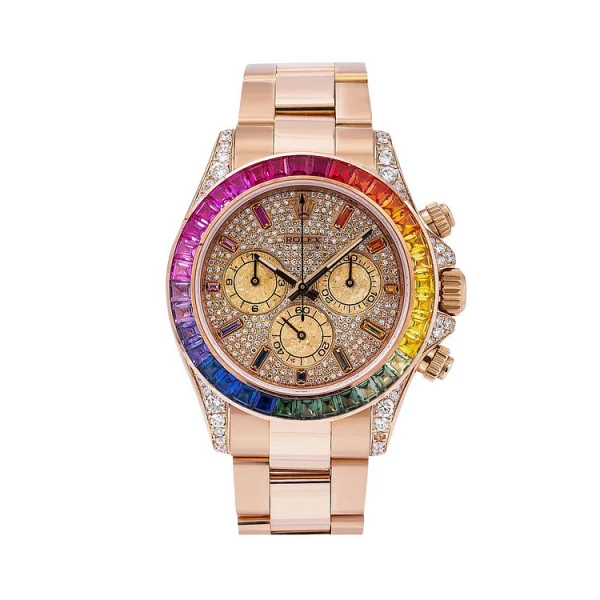 Men’s Diamond Watch Rolex Day-Date Gold 40 mm Rose Gold Tone Dial